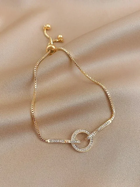Prevent Allergy 925 Sterling Silver Snake Chain Circle Bracelet for Women Geometric Gold Color Zircon Party Jewelry Gifts