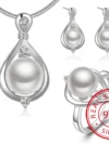 New Fashion 925 sterling silver Fine Jewelry Set Crystal Pearls Ring Earrings Necklace Jewelry Sets For Women