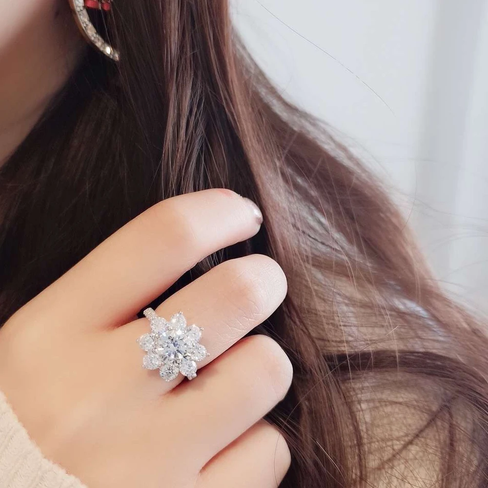 KNOBSPIN D VVS1 Moissnaite Diamond Rings for Women s925 Sterling Sliver Plated 18k white gold Wedding Band Fine Jewelry with GRA - Image 6