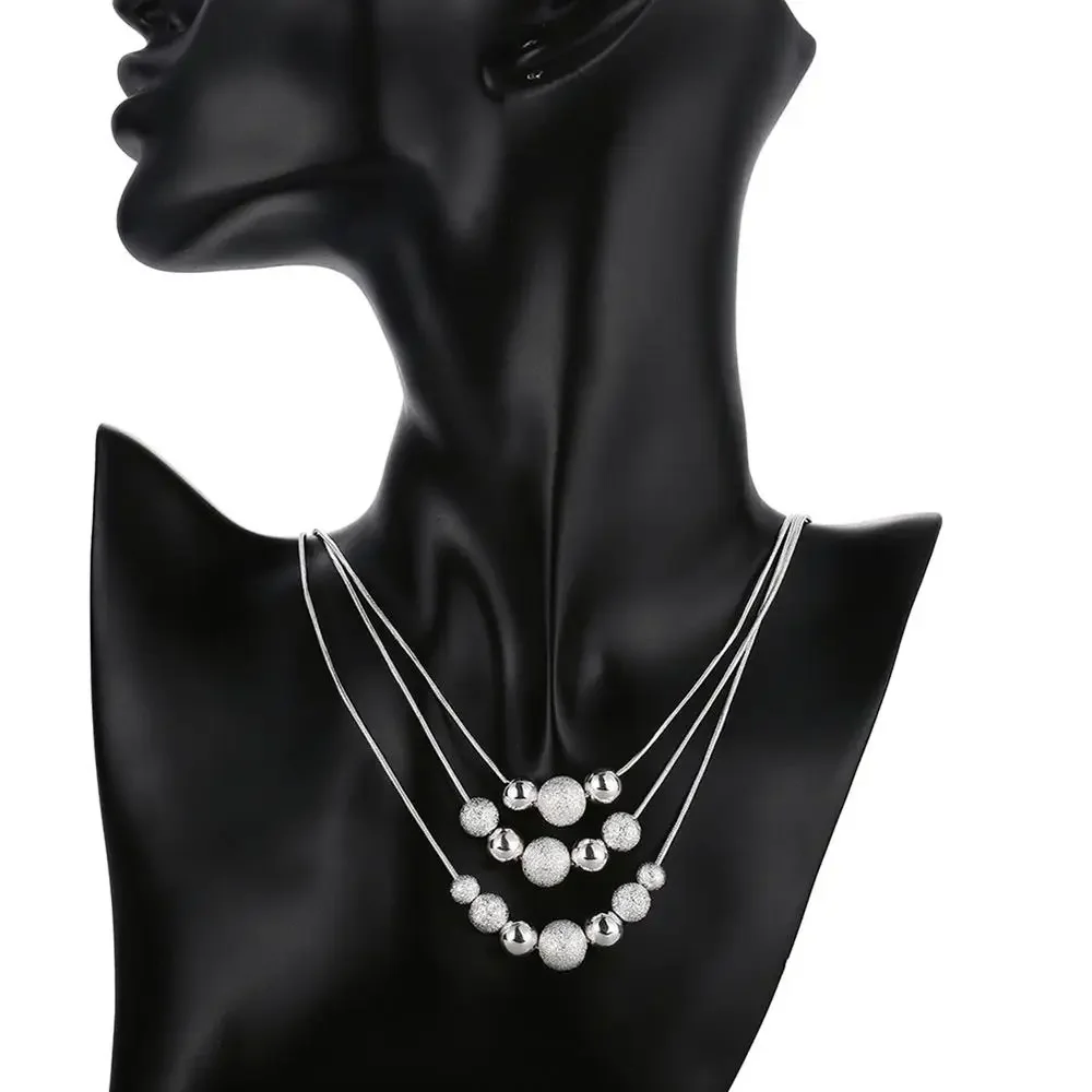 Charm 925 sterling silver Jewelry sets necklace earrings for women 18 inches beads Fashion Party wedding Christmas Gifts - Image 3