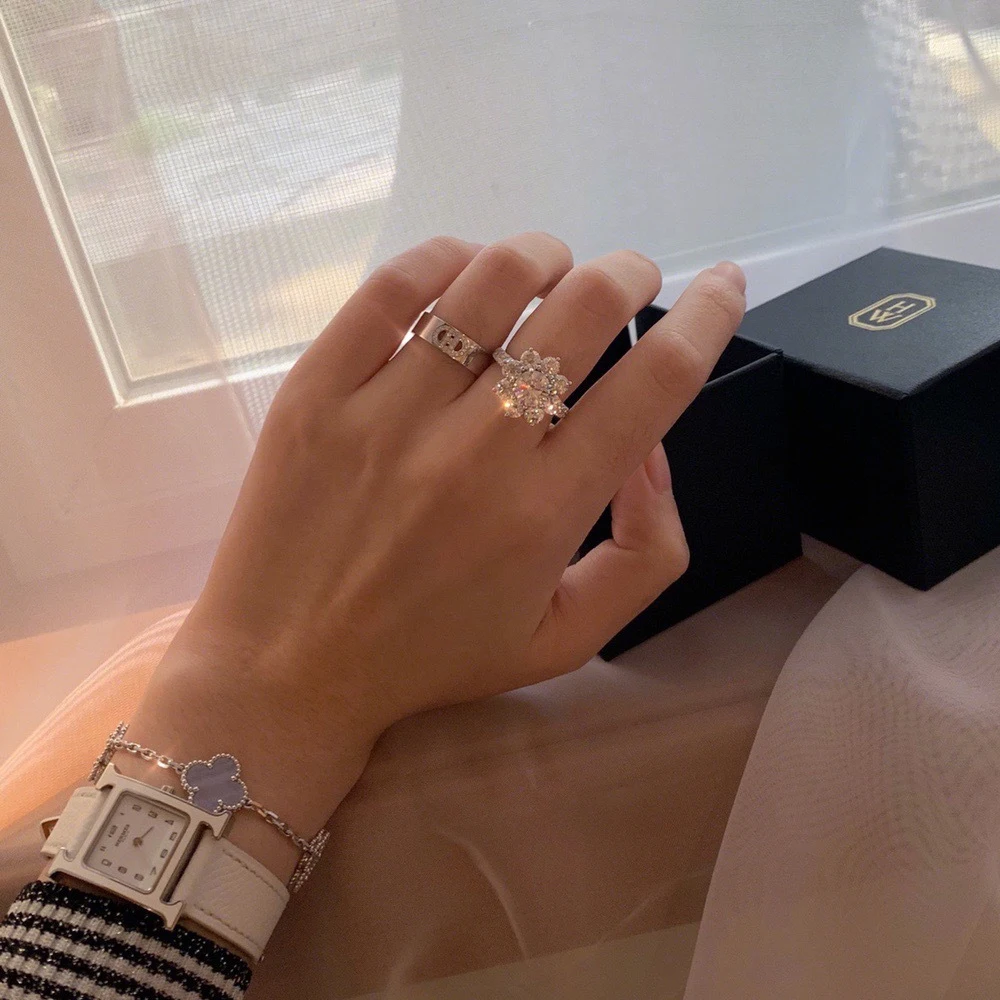 KNOBSPIN D VVS1 Moissnaite Diamond Rings for Women s925 Sterling Sliver Plated 18k white gold Wedding Band Fine Jewelry with GRA - Image 5