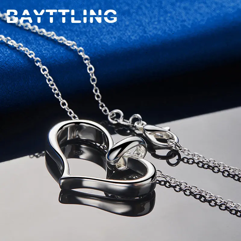 925 Sterling Silver Charm Heart Pendant Necklace For Women Fashion Engagement Wedding Gift Jewelry Accessories - Image 3