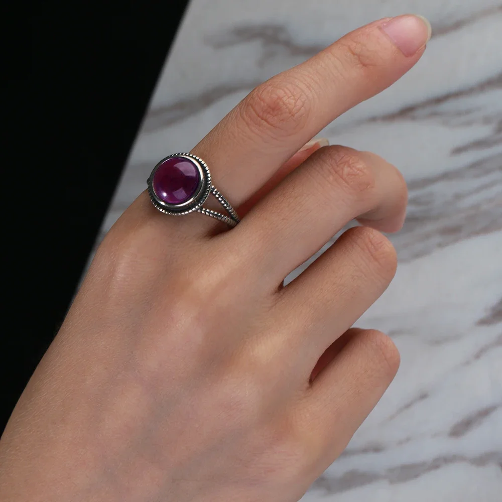 New Arrival Vintage Natural Amethyst Rings For Women 925 Sterling Silver Jewelry With Natural Stones Anniversary Gift - Image 5