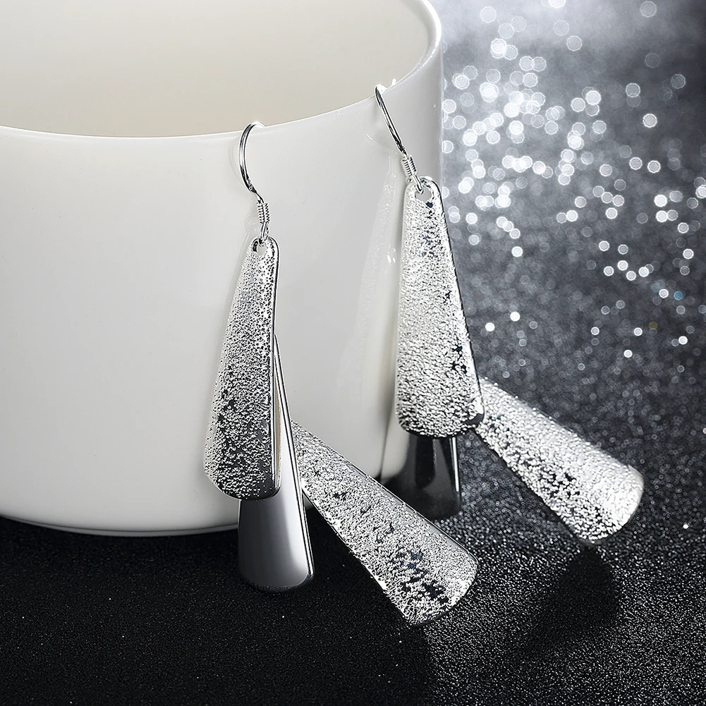 Hot Sale High Quality Jewelry 925 Sterling Silver Earring Fashion Woman Geometry Long Earings Gifts - Image 2