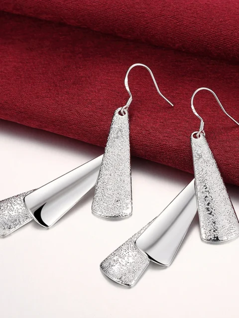 Hot Sale High Quality Jewelry 925 Sterling Silver Earring Fashion Woman Geometry Long Earings Gifts