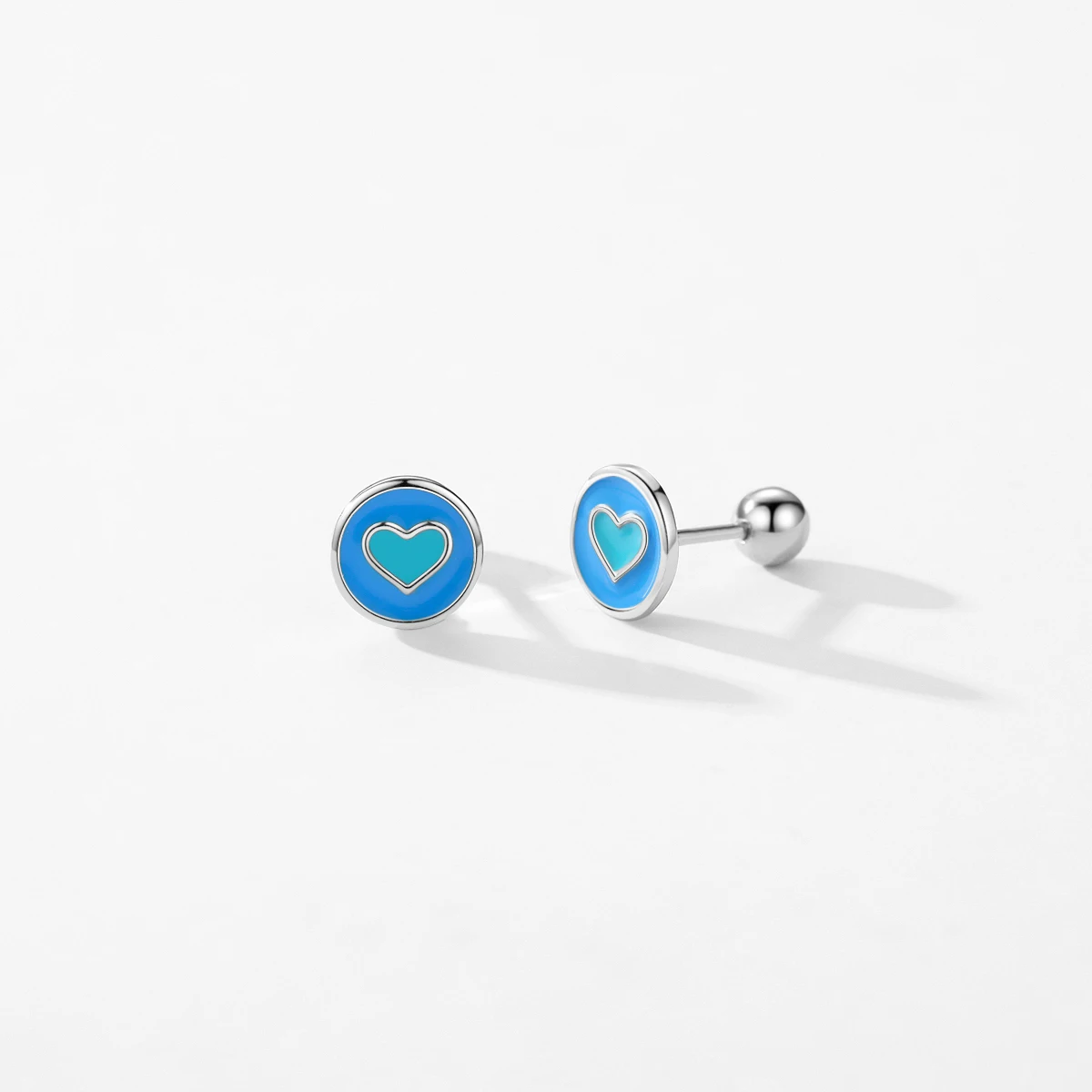 Modian 925 Sterling Silver Enamel Heart Simple Round Stud Earrings Minimalist Screw Beads Earrings For Women Fine Jewelry Gifts - Image 4