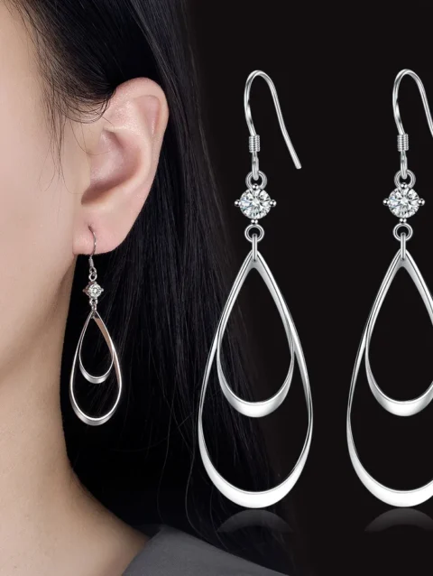 Special offer 925 Sterling Silver luxury Water drop circle earrings for women fashion party wedding designer jewelry Couple gift