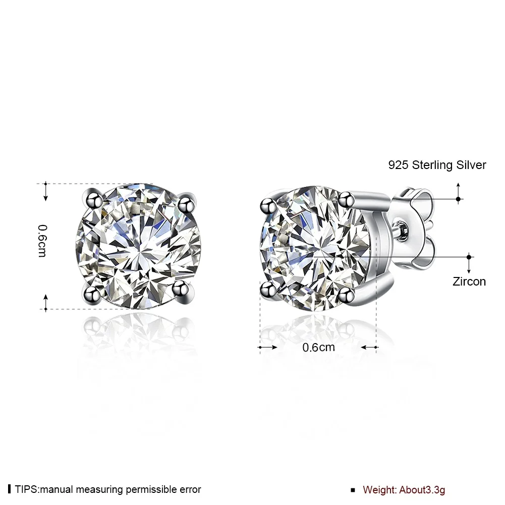 New Fine 925 Sterling silver diamond stud earrings for women fashion Charms party wedding classic jewelry Holiday gifts - Image 2