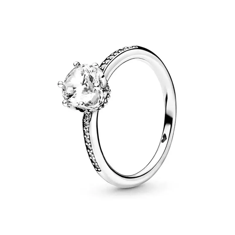New 925 Silver Ring Sparkling Crown Solitaire Ring Double Heart Ring For Women Engagement Ring Jewelry Anniversary Gift - Image 5