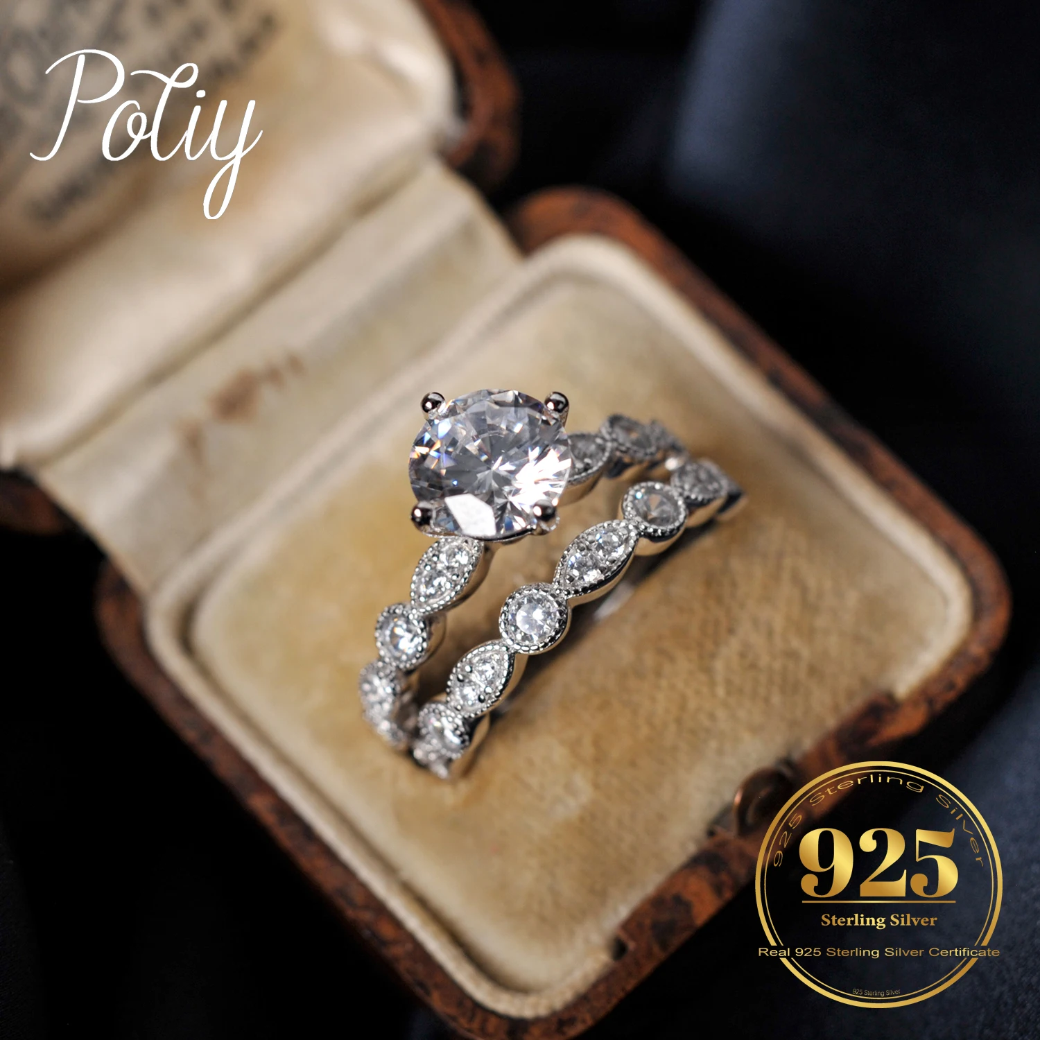 Potiy Marquise Infinity 2ct Round Cut Cubic Zirconia Solitaire Wedding Engagement Ring Promise Ring Bridal Sets Anniversary G