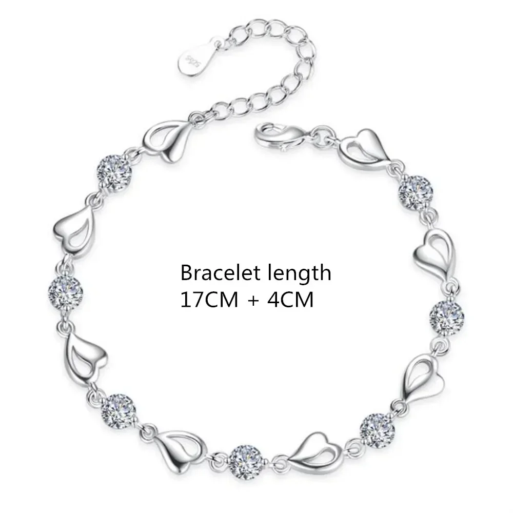925 Sterling Silver Ocean Heart Bracelets For Women Vintage Korean Versatile Blue Crystal Charm Bracelets Original Party Jewelry - Image 6