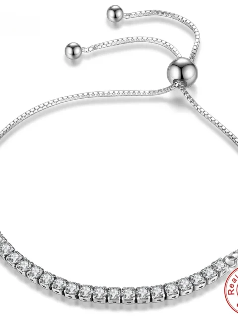 925 Sterling Silver Bracelet Love Elegant Zircon Tennis Crystal Chain for Women Fashion Noble Engagement Wedding Glam