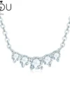 IOGOU Trendy Woman Jewelry  Moissanite Smile Pendant Necklace for Women Girls Gift 5 Stone Choker With Chain length 40+5cm
