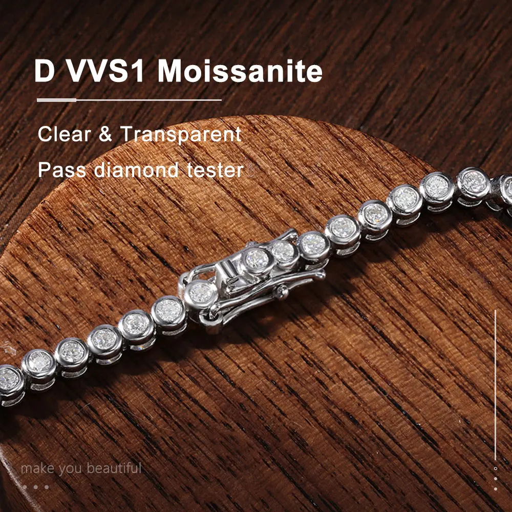 KNOBSPIN 2mm 3mm Round Moissanite Tennis Necklace D Color Lab Diamond with GRA 925 Pure Silver Wedding Necklaces for Women Man - Image 4
