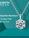 K.NOBSPIN 2.0ct VVS1 D Color Moissanite Necklace 925 Soild Sterling Sliver Chain with Certificate Fine Jewelry for Woman