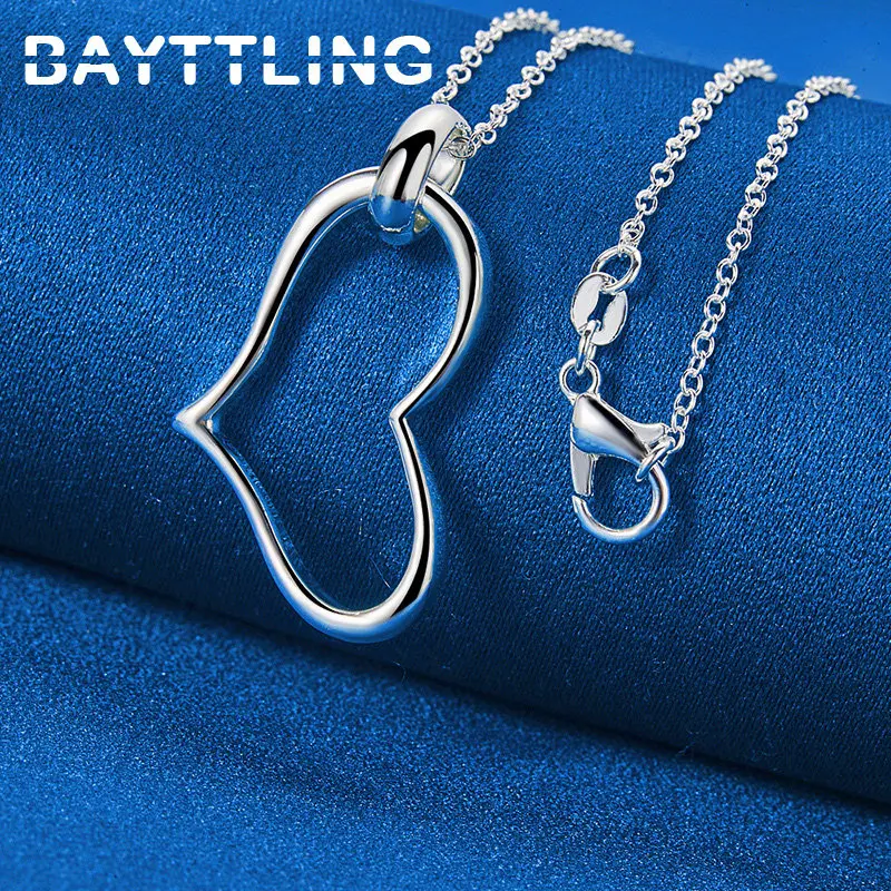 925 Sterling Silver Charm Heart Pendant Necklace For Women Fashion Engagement Wedding Gift Jewelry Accessories - Image 2
