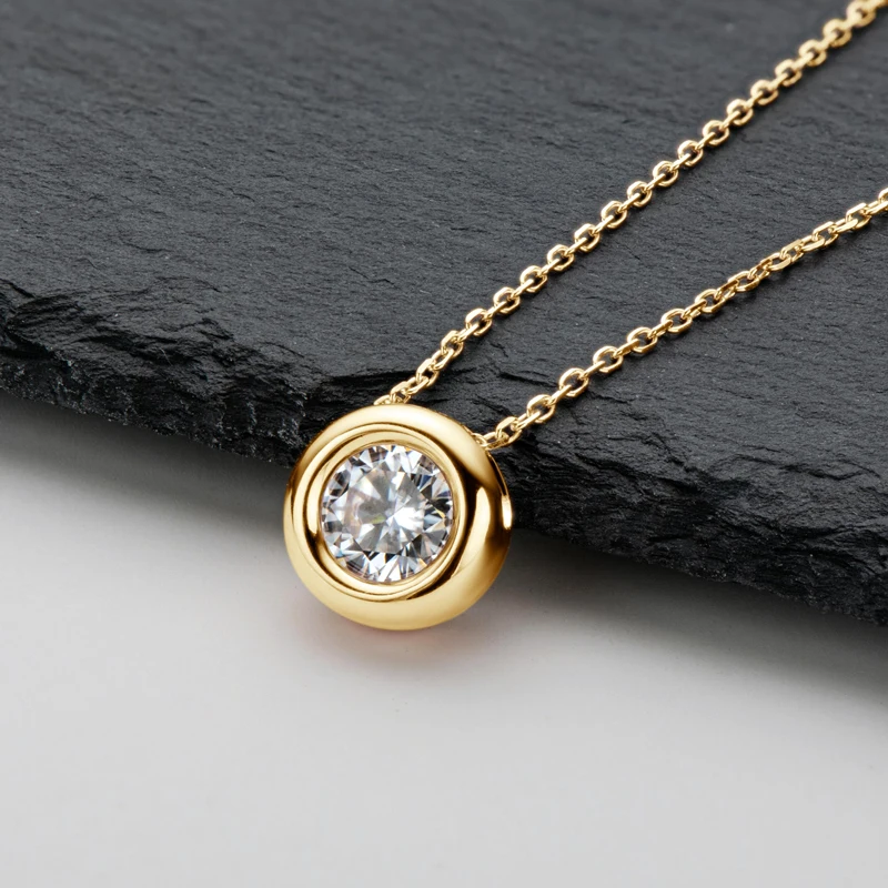 IOGOU Real 3ctw. D Color Moissanite Jewelry Set 925 Silver 18k Gold Plated Pendant Necklace Stud Earrings Set for Women Men Gift - Image 2