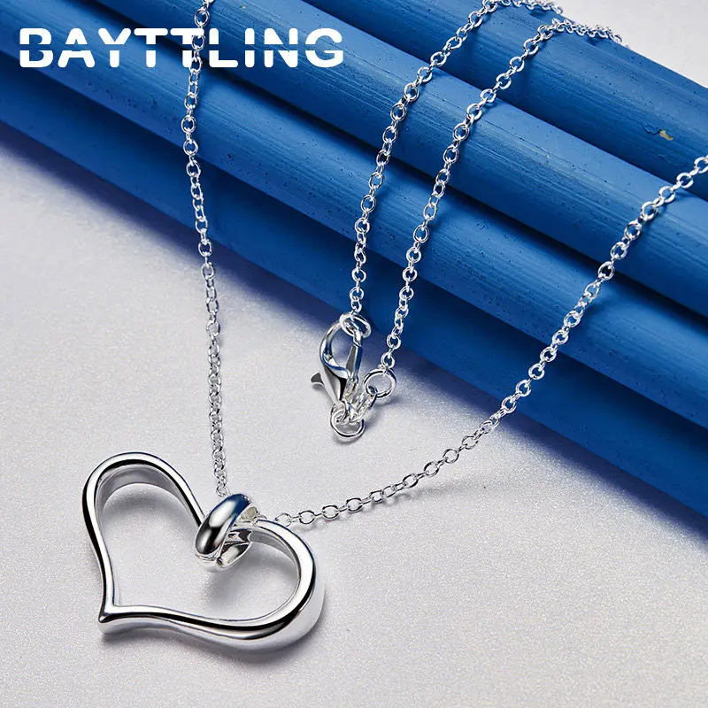925 Sterling Silver Charm Heart Pendant Necklace For Women Fashion Engagement Wedding Gift Jewelry Accessories