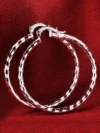 Hot 925 Sterling Silver Earrings for Women Jewelry Sweet romantic Lattice pattern 4CM Big circle hoop wedding Gift