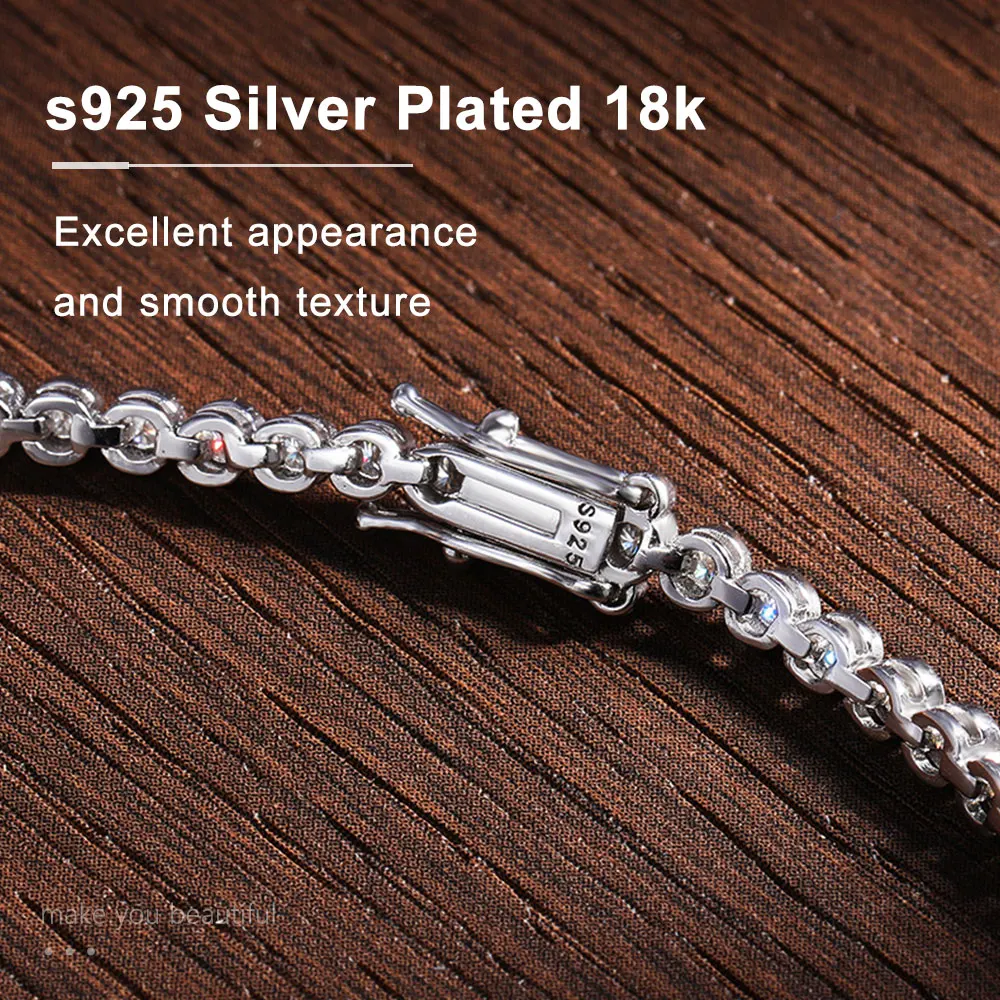 KNOBSPIN 2mm 3mm Round Moissanite Tennis Necklace D Color Lab Diamond with GRA 925 Pure Silver Wedding Necklaces for Women Man - Image 3