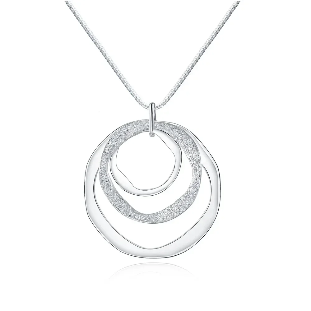 Fine brand Solid 925 Sterling Silver Necklace For Women Bohemia three circle pendant luxury Wedding Jewelry party gift - Image 5