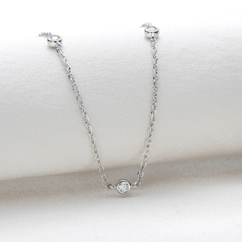 IOGOU Choker 925 Sterling Silver Round 2.5mm D Color Moissanite Necklace for Women 14k Gold Color Certificate Gift 16+2 inch - Image 3