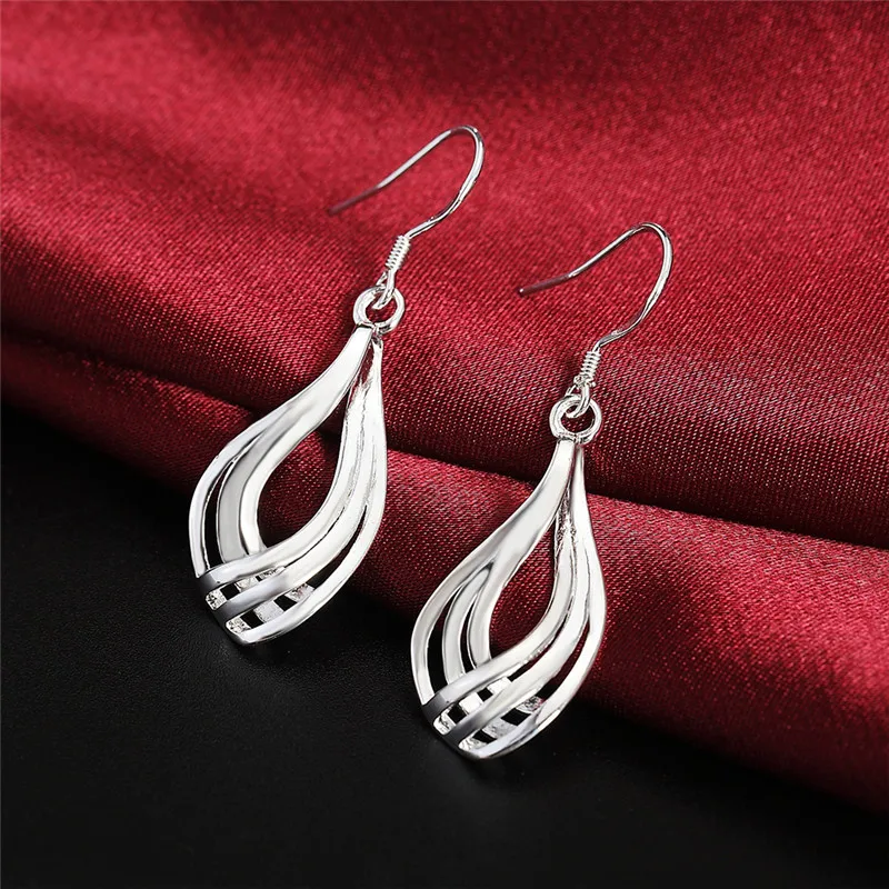 925 Sterling Silver Earrings Fashion Jewelry Elegant Woman Charm Twist Wavy Line Drop Earrings Trendsetter Christmas Gifts - Image 2