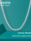 KNOBSPIN 2mm 3mm Round Moissanite Tennis Necklace D Color Lab Diamond with GRA 925 Pure Silver Wedding Necklaces for Women Man