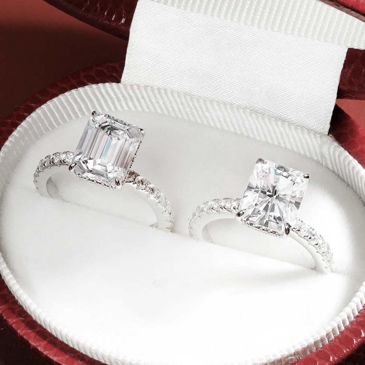 OEVAS 4 Carat D Color Radiant Emerald Cut full Moissanite Wedding Ring For Women 100% 925 Sterling Silver Party Fine Jewelry - Image 5