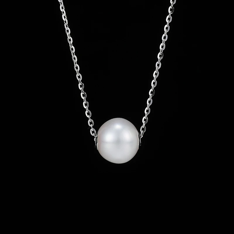 Real Natural Freshwater Pearls Round Shape Pendant Necklace 8-9mm 925 Sterling Silver Classic Fashion Jewelry Gifts for Women - Image 2