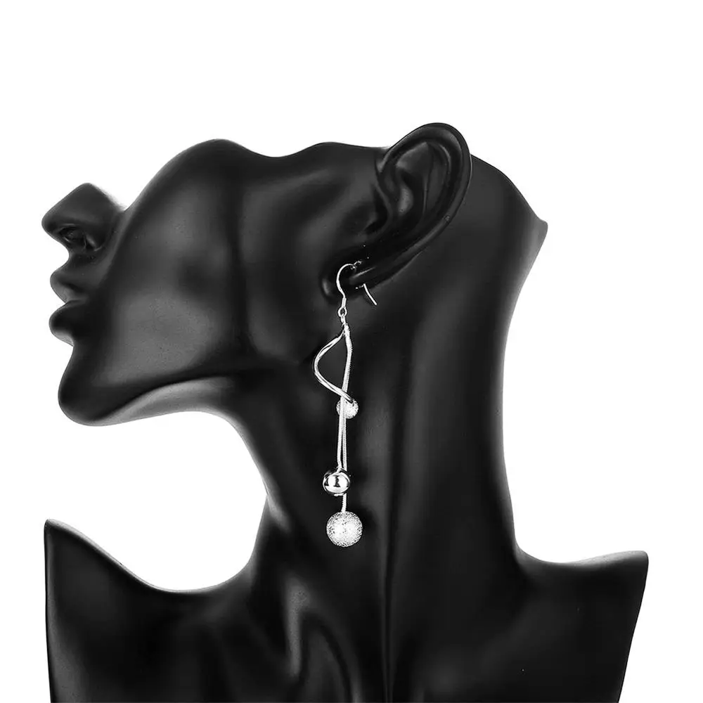 Hot charms 925 Sterling Silver tassel beads long Earrings for Women fashion party wedding fine Jewelry Christmas gifts - Image 6