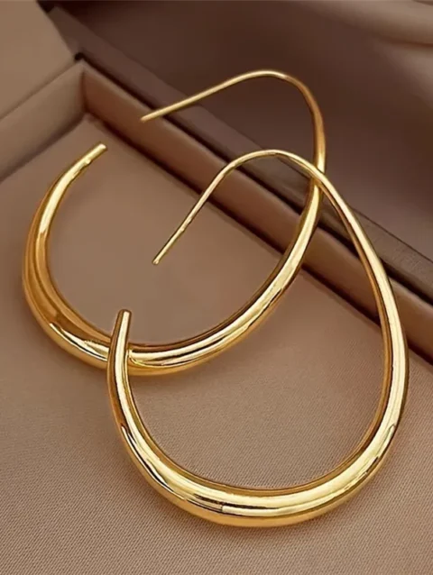 Hot Sale 925 Silver Needle Geometric Oval Hoop Earrings For Women Simple Desgin Earrings Party Wedding Jewelry