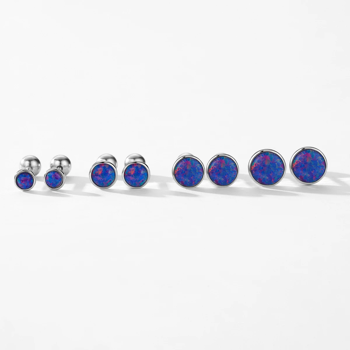 Modian Exquisite 925 Sterling Silver Round Opal Stud Earrings Trendy Beads Screw Ear Studs For Women Anniversary Fine Jewelry - Image 4