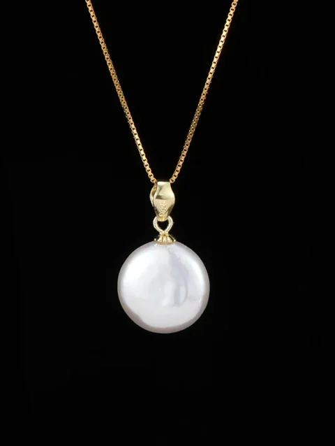 Real Natural Freshwater Pearls Baroque Button Pendant Necklace 10-12mm 925 Sterling Silver Classic Fashion Gifts for Women
