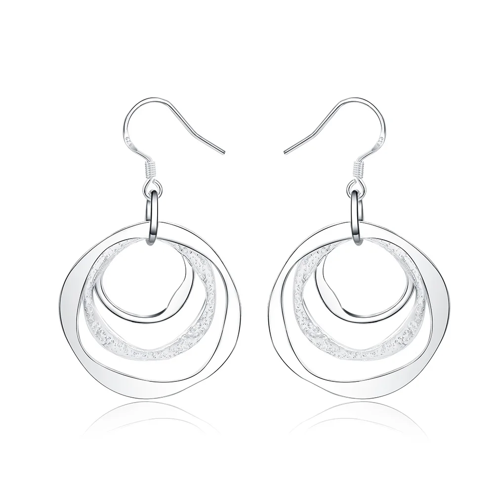 Charms fine 925 Sterling Silver personality Three circle Earrings for Women party wedding Jewelry fashion Christmas Gifts - Image 5