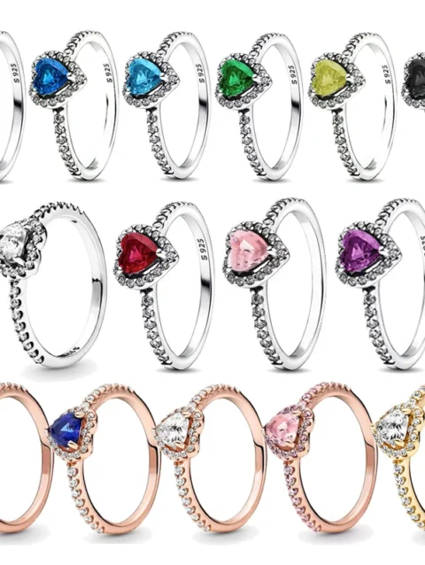 Hot selling 925 sterling silver ring, red heart-shaped crystal ring fit charming ladies as accessories, DIY jewelry gift