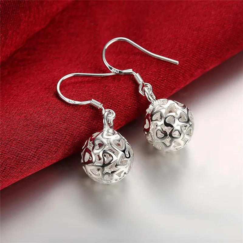 925 Sterling Silver Earrings Temperament Women Ball Earrings Christmas Gifts Street All-match Jewelry