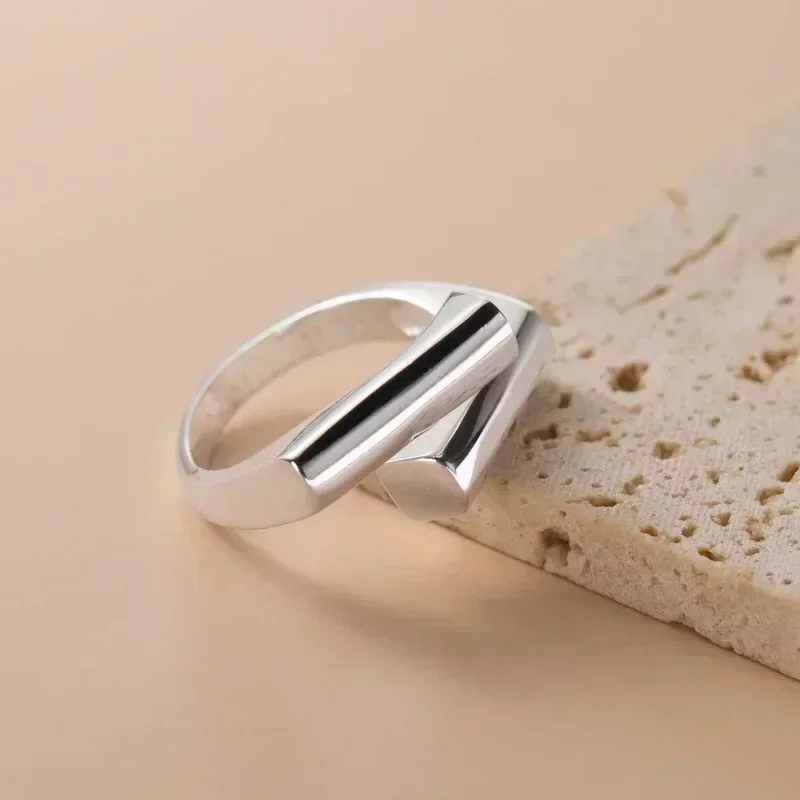 925 Sterling Silver Unique Simple Ring For Women Fashion Jewelry Finger Open Vintage Handmade Ring Allergy For Party Gift - Image 4