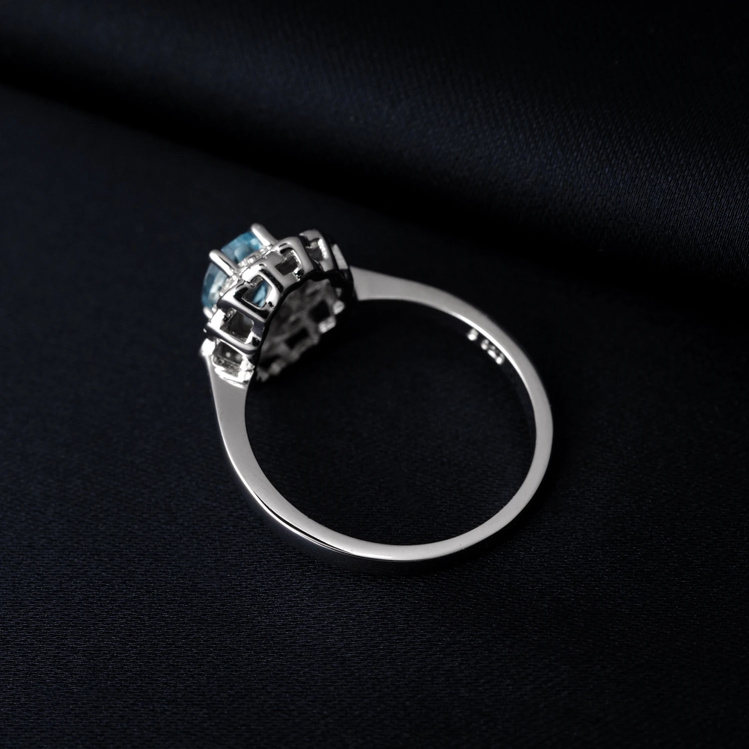 Potiy Infinity Genuine Oval Sky Blue Topaz 925 Sterling Silver Halo Ring for Woman Gemstone Fine Jewelry Anniversary Gift - Image 2