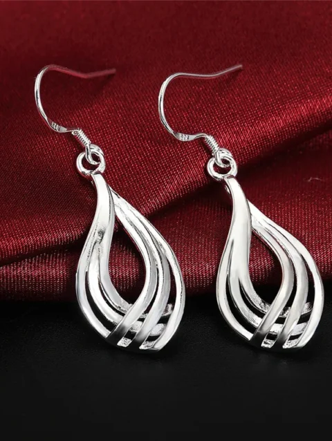 925 Sterling Silver Earrings Fashion Jewelry Elegant Woman Charm Twist Wavy Line Drop Earrings Trendsetter Christmas Gifts