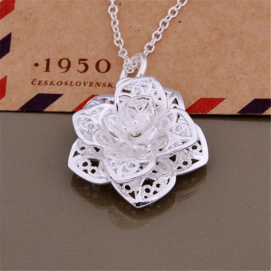 925 Sterling Silver charm Flowers Pendant Necklace For Women Luxury Fashion Party Wedding Accessories Jewelry Christmas Gifts - Image 4