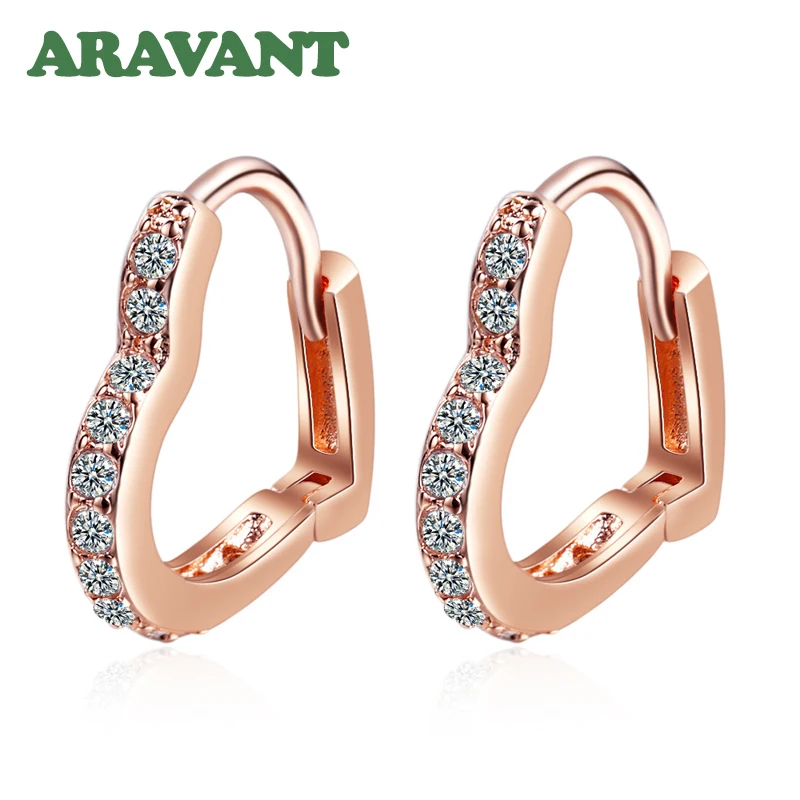 Aravant 925 Silver Heart Zircon Hoop Earrings For Women Wedding Jewelry Party Gifts - Image 2
