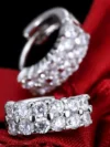 New 925 Sterling silver elegant Double row crystal Round Earrings Stud for women Fashion Wedding accessories Jewelry