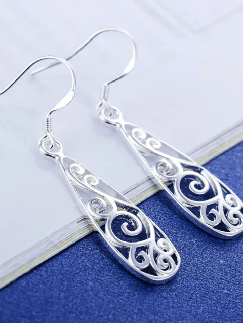 Charms 925 Sterling Silver Pretty drop shape Earrings for Women Christmas Gifts fashion wedding party noble Jewelry