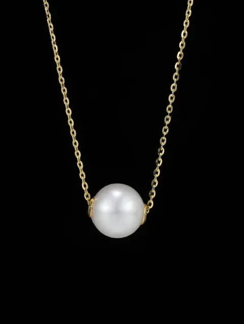 Real Natural Freshwater Pearls Round Shape Pendant Necklace 8-9mm 925 Sterling Silver Classic Fashion Jewelry Gifts for Women