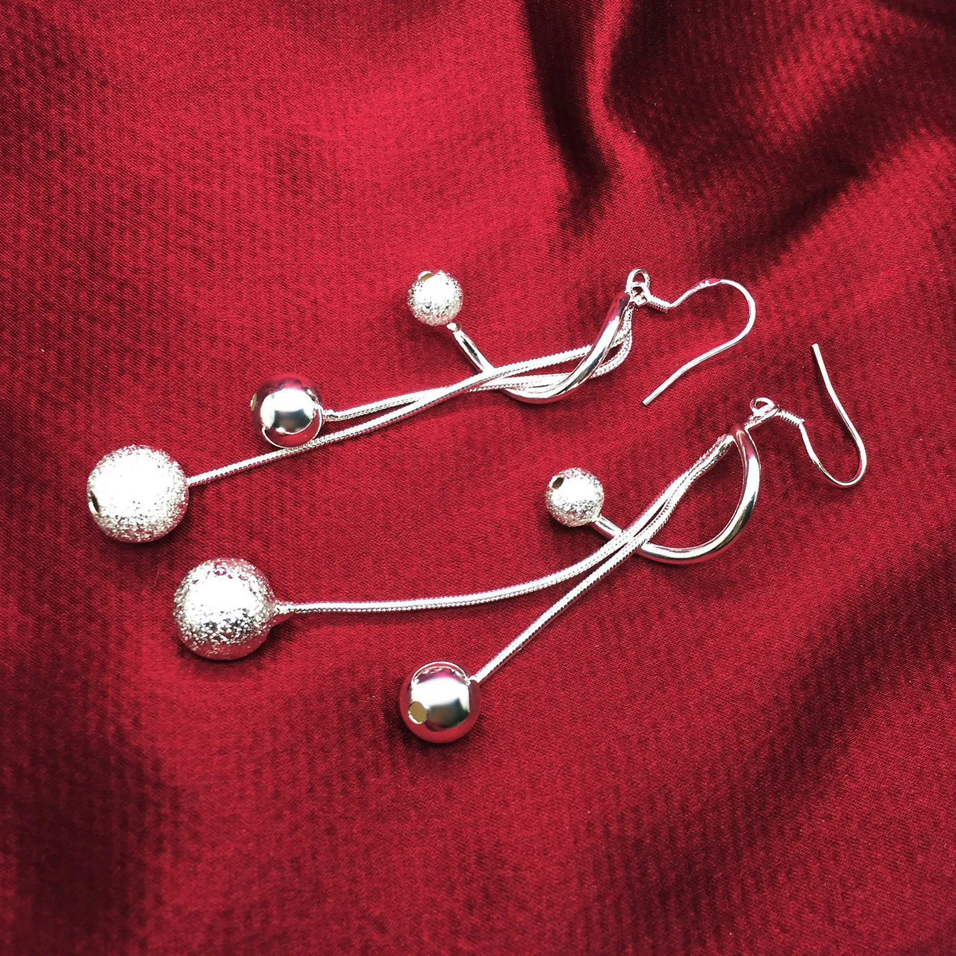 Hot charms 925 Sterling Silver tassel beads long Earrings for Women fashion party wedding fine Jewelry Christmas gifts - Image 4