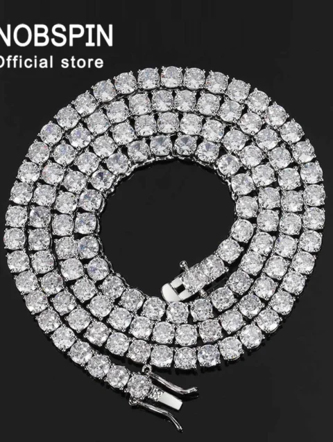 KNOBSPIN 925 Sterling Silver Double Lock Moissanite Tennis Necklace D VVS1 Diamond with GRA Certificates Neck Chain Fine Jewelry