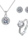 925 Sterling Silver Set High Quality Necklace Earring Ring Chain Fashion Jewelry For Women Wedding Birthday Gift