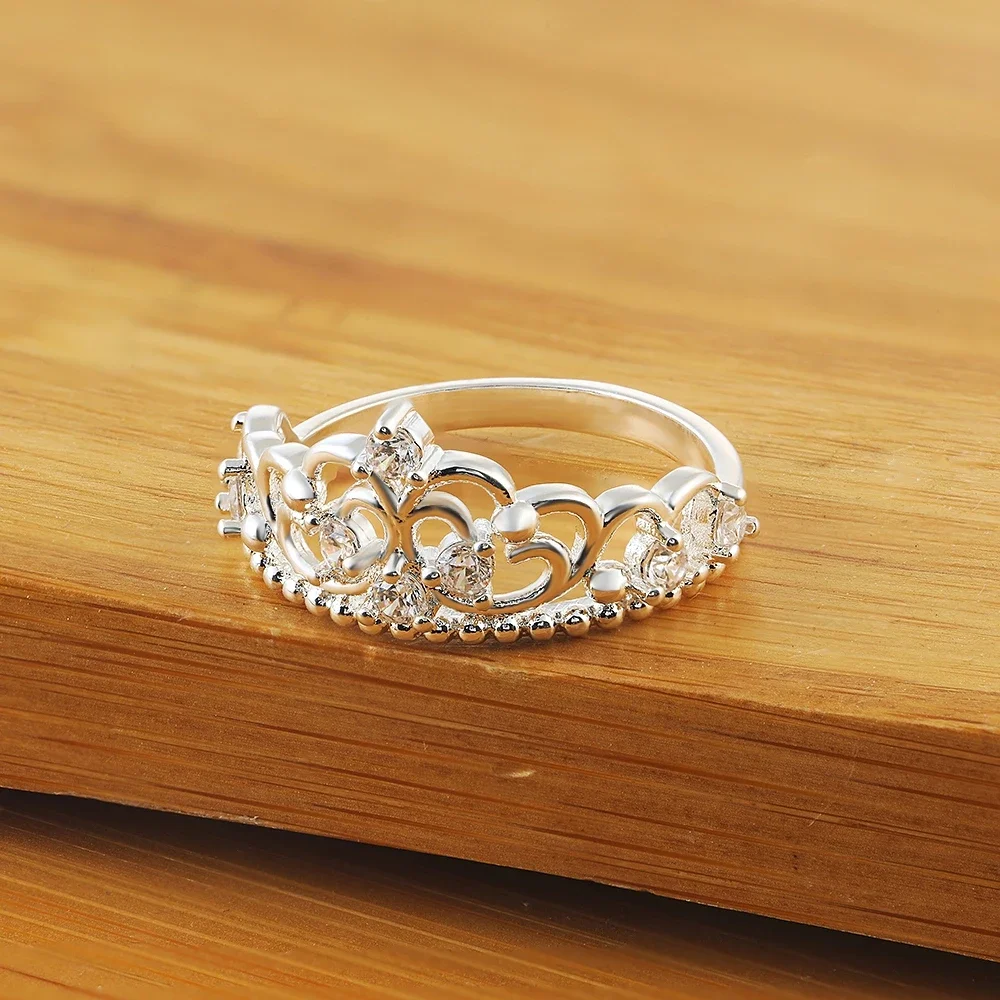 charm 925 Sterling silver Rings For women crystal Crown size 7 8 Fashion party Christmas Gifts engagement wedding Jewelry Fine - Image 4