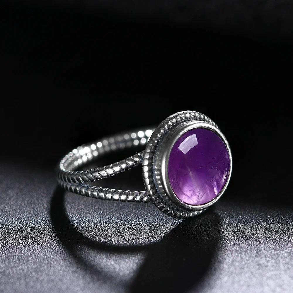 New Arrival Vintage Natural Amethyst Rings For Women 925 Sterling Silver Jewelry With Natural Stones Anniversary Gift - Image 3